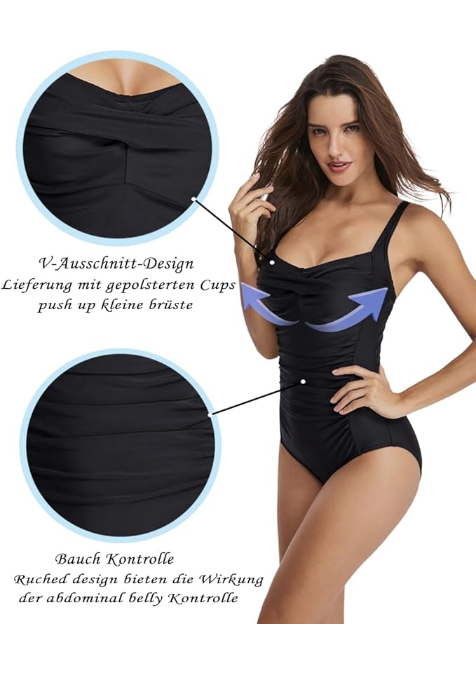 Costumul de baie feminin dintr-o piesă, Ofiedx, negru, marime L (40), 20CPH [5]