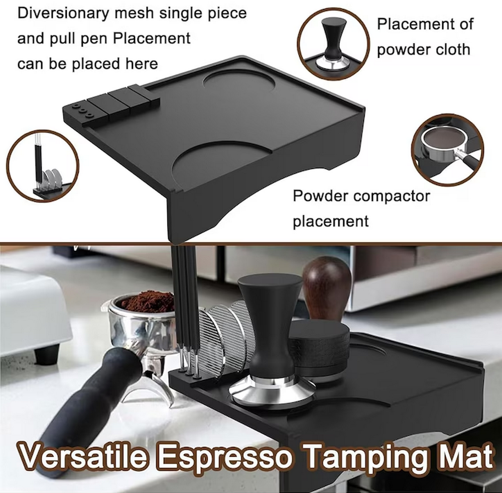 Covoraș pentru Presarea Cafelei, din Silicon Moale, Antiderapant, Negru, 19.5x14.5 cm [4]