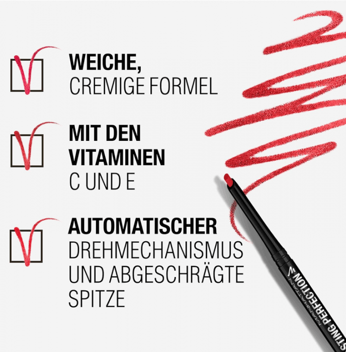Creion de buze Manhattan Lasting Perfection Color 24 Red Diva [2]