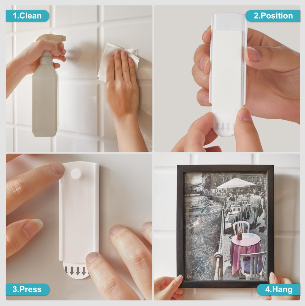 Cuiere autoadezive pentru tablouri fara gauri in pereti cu benzi adezive detasabile [4]