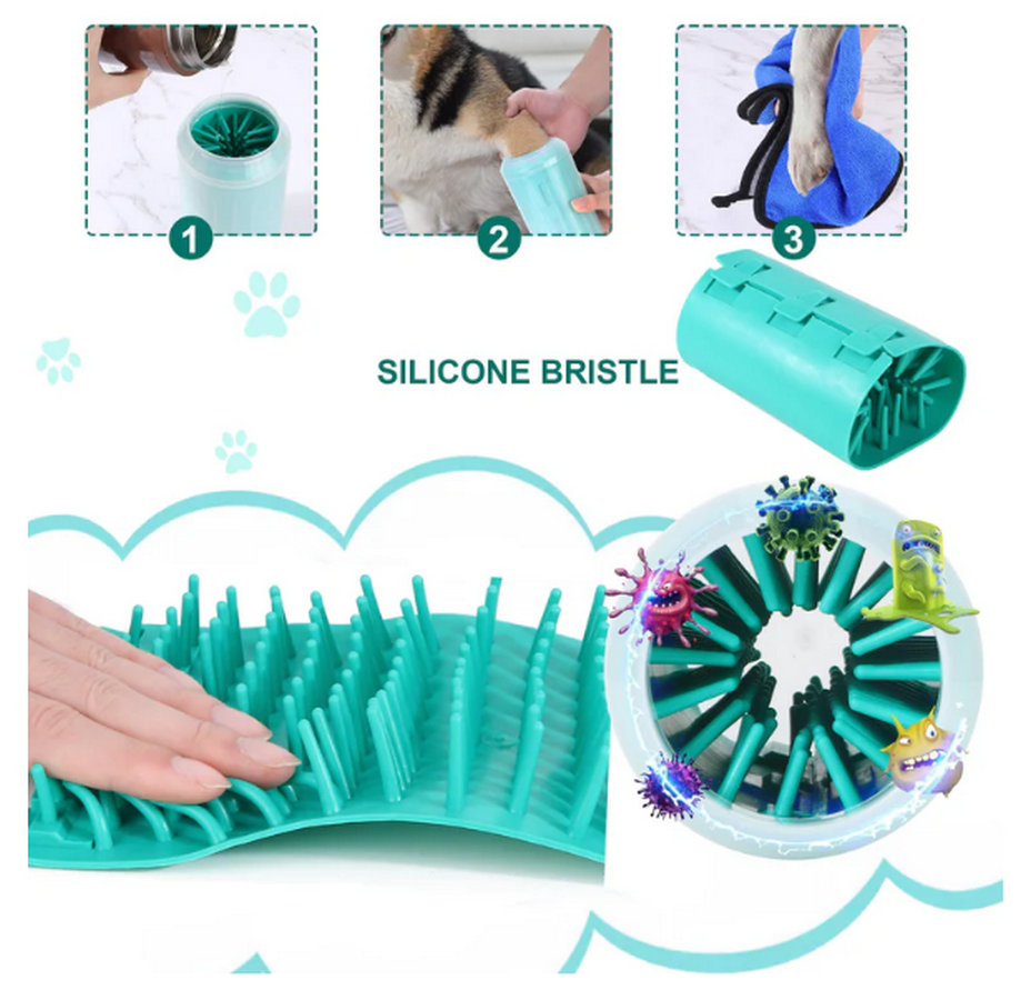 Curățător de lăbuțe pentru câini și pisici, din silicon, cu prosop inclus, Spălare delicată și eficientă [3]