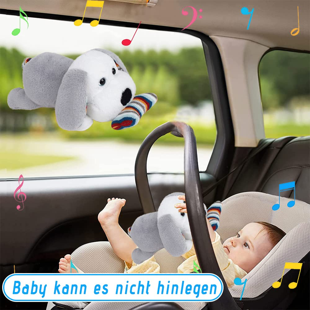 Cutie Muzicală din Pluș în Formă de Cățeluș pentru Bebeluși, Jucărie de Somn Liniștitoare cu Melodie și Material Moale, 824R [5]