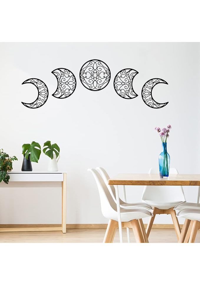 Decoratiuni de perete cu fazele lunii, din lemn, set de 5 bucati, Shackcom - 46EH [6]