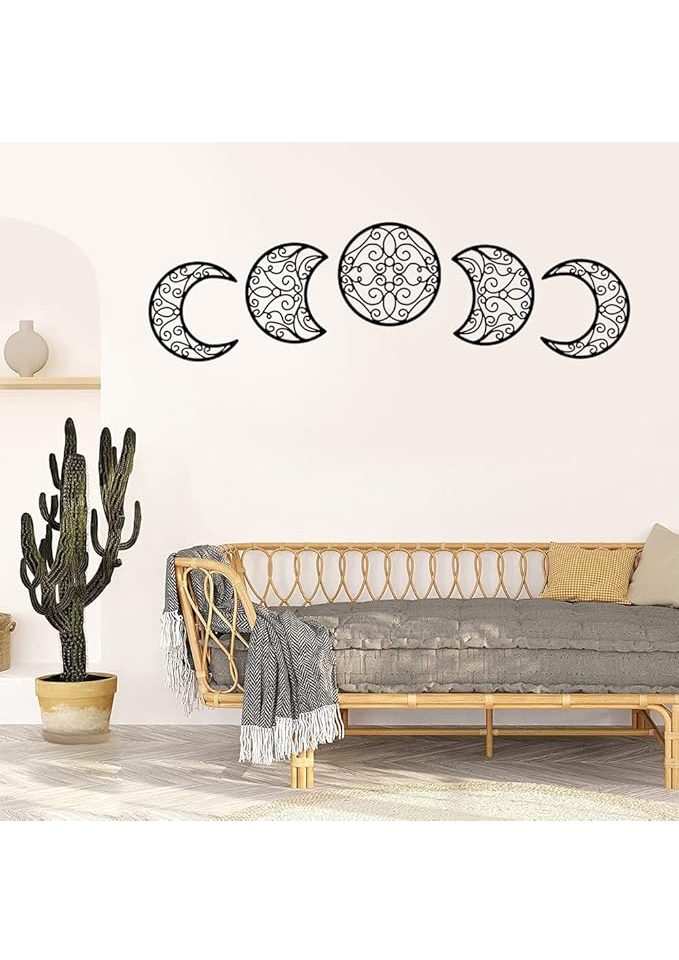 Decoratiuni de perete cu fazele lunii, din lemn, set de 5 bucati, Shackcom - 46EH [5]