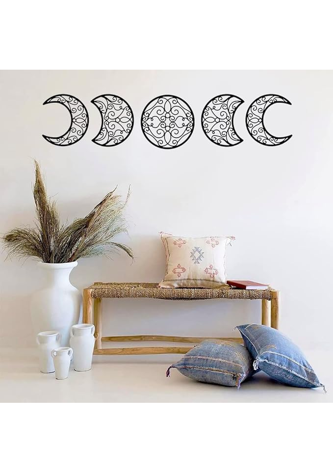 Decoratiuni de perete cu fazele lunii, din lemn, set de 5 bucati, Shackcom - 46EH [4]