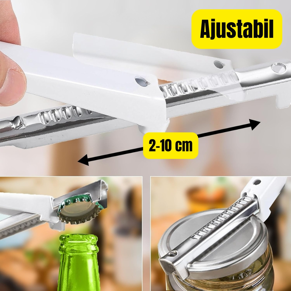 Deschizator Borcane si Sticle, Metalic, Rezistent si Reglabil, usor de folosit, rosu – ideal pentru seniori [2]