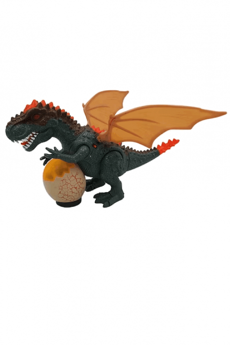 Dinozaur Tyrannosaurus interactiv cu lumini si sunete, Verde, 34 x 20 cm [1]