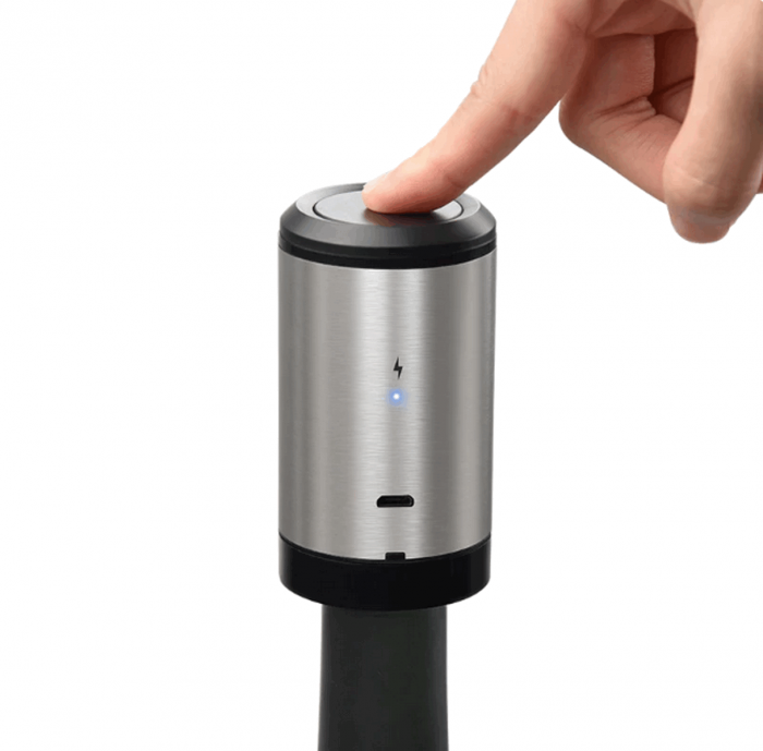 Dop de vin electronic profesional, cu pompă de vid pentru etanșare, reîncărcabil, oțel inoxidabil, EASY Making Life Simple, KVS-27, argintiu [2]