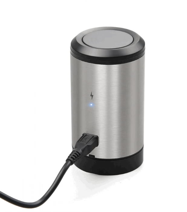 Dop de vin electronic profesional, cu pompă de vid pentru etanșare, reîncărcabil, oțel inoxidabil, EASY Making Life Simple, KVS-27, argintiu [3]