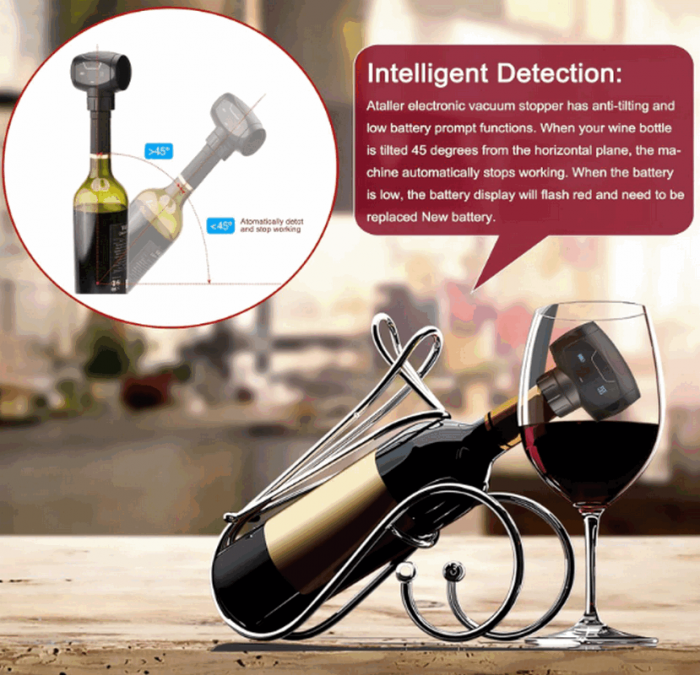 Dop de vin profesional cu pompă de vid electrică, EASY Making Life Simple, KVS-4, negru [3]