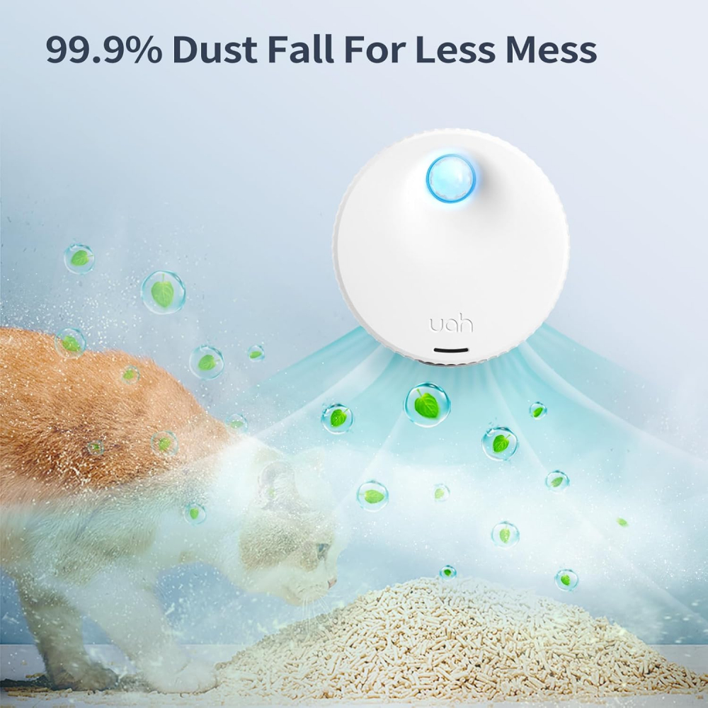Eliminator de Miros Uahpet pentru Litiera Pisicii, Fără Parfum, Cu Senzor, Reîncărcabil USB, Eficiență 99%, Pentru Baie, Bucătărie, Dulapuri, Zone Mici, Alb [3]