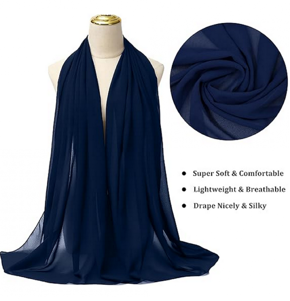 Esarfa eleganta din voal pentru femei, Dresstells, Ideala pentru rochii de seara sau nunti, 190x70 cm, Navy [2]