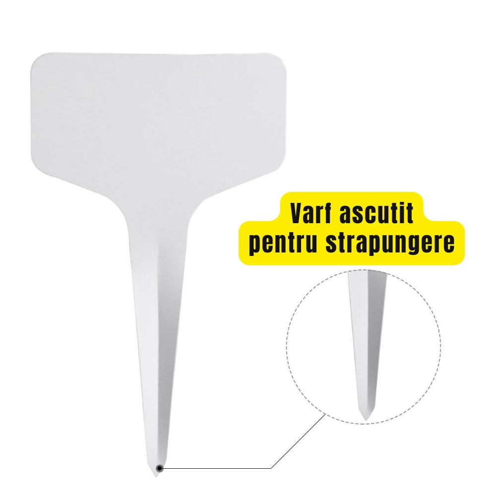 Etichete plante tip T din plastic 10x6 cm markere gradina rasaduri reutilizabile [5]