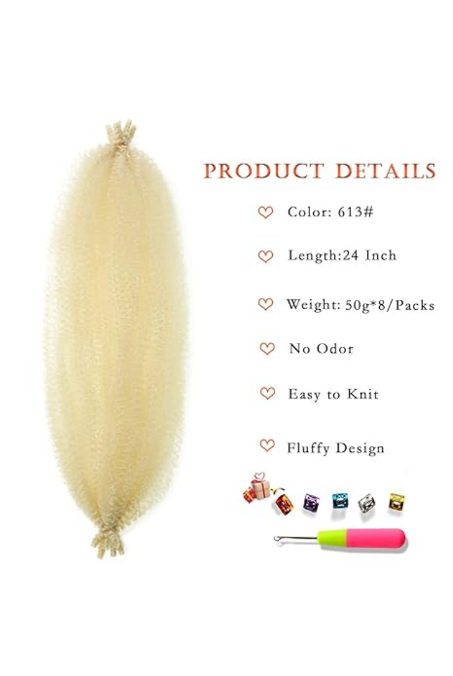 Extensii de Păr Afro Twist 61 cm – 8 Pachete Pre-separate, Culoare blonda [2]