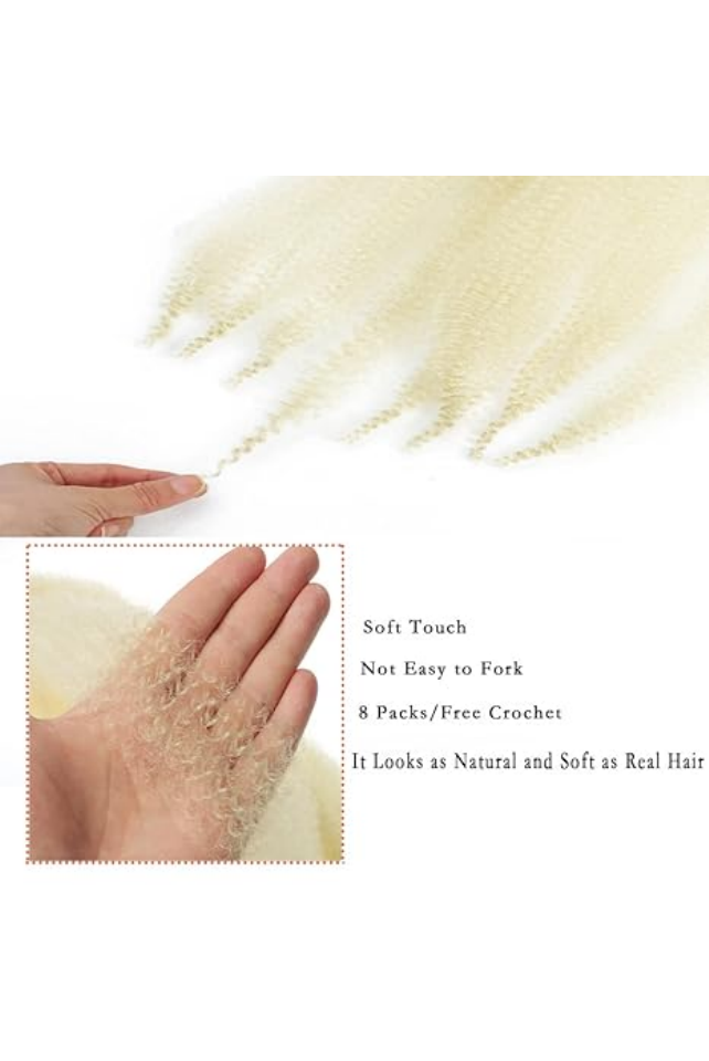 Extensii de Păr Afro Twist 61 cm – 8 Pachete Pre-separate, Culoare blonda [6]