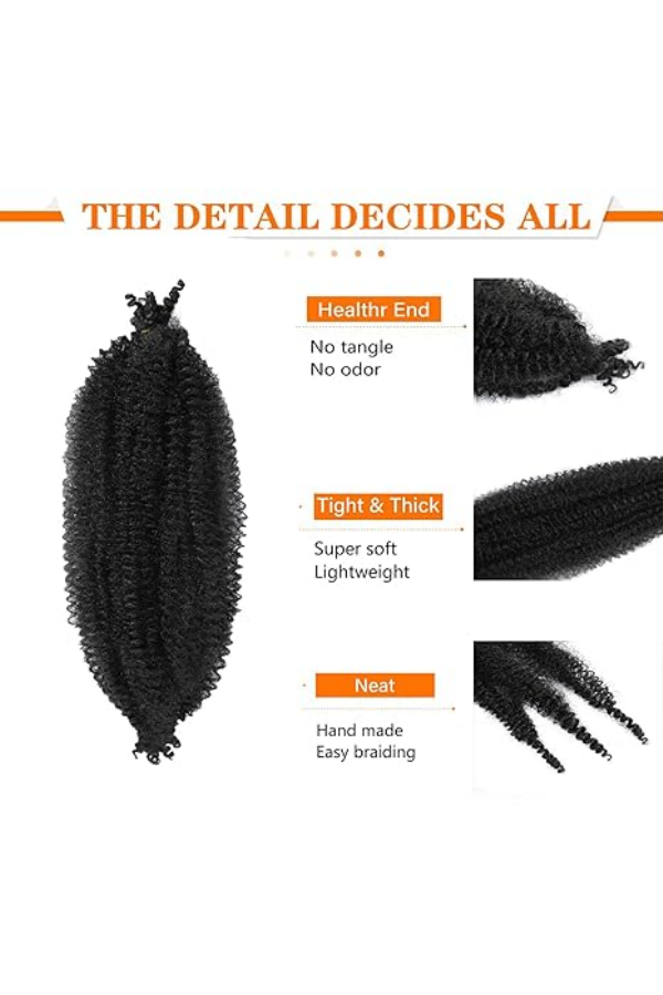 Extensii de Păr Afro Twist 92 cm – 6 Pachete Pre-separate, Culoare satena [3]