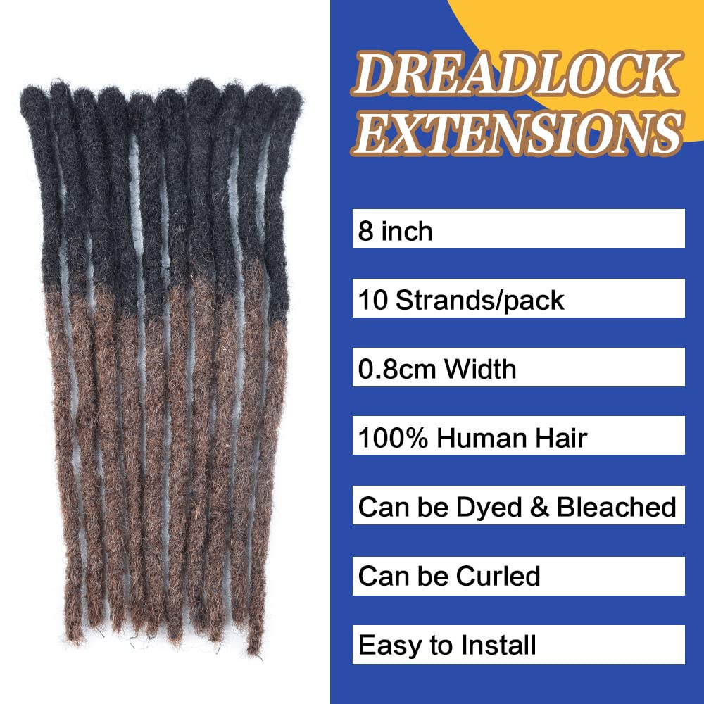Extensii Dreadlocks 100% Par Natural Uman – 20 cm, 10 Bucati, Grosime 0.6 cm, Pot fi Vopsite, Decolorate, Ondulate [3]