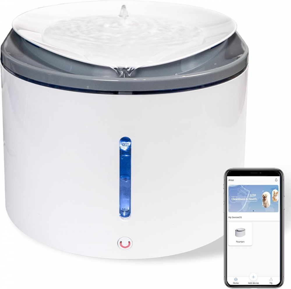 Fantana de Apa pentru Pisici si Caini, Smart, cu Aplicatie de Mobil, cu Filtru Triplu, 2.3 litri, 8DET [2]