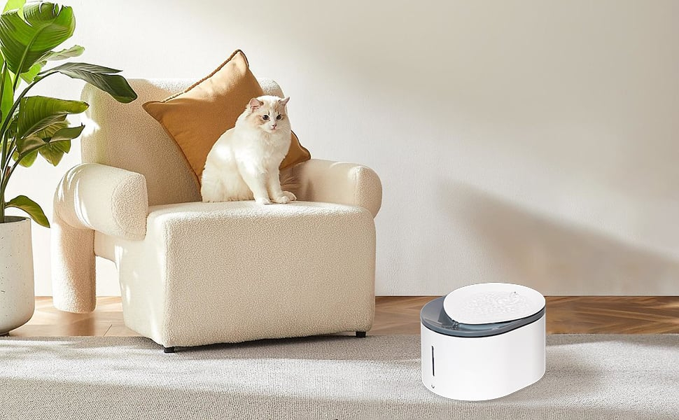 Fantana de Apa pentru Pisici si Caini, Smart, cu Aplicatie de Mobil, cu Filtru Triplu, 2.3 litri, 8DET [5]