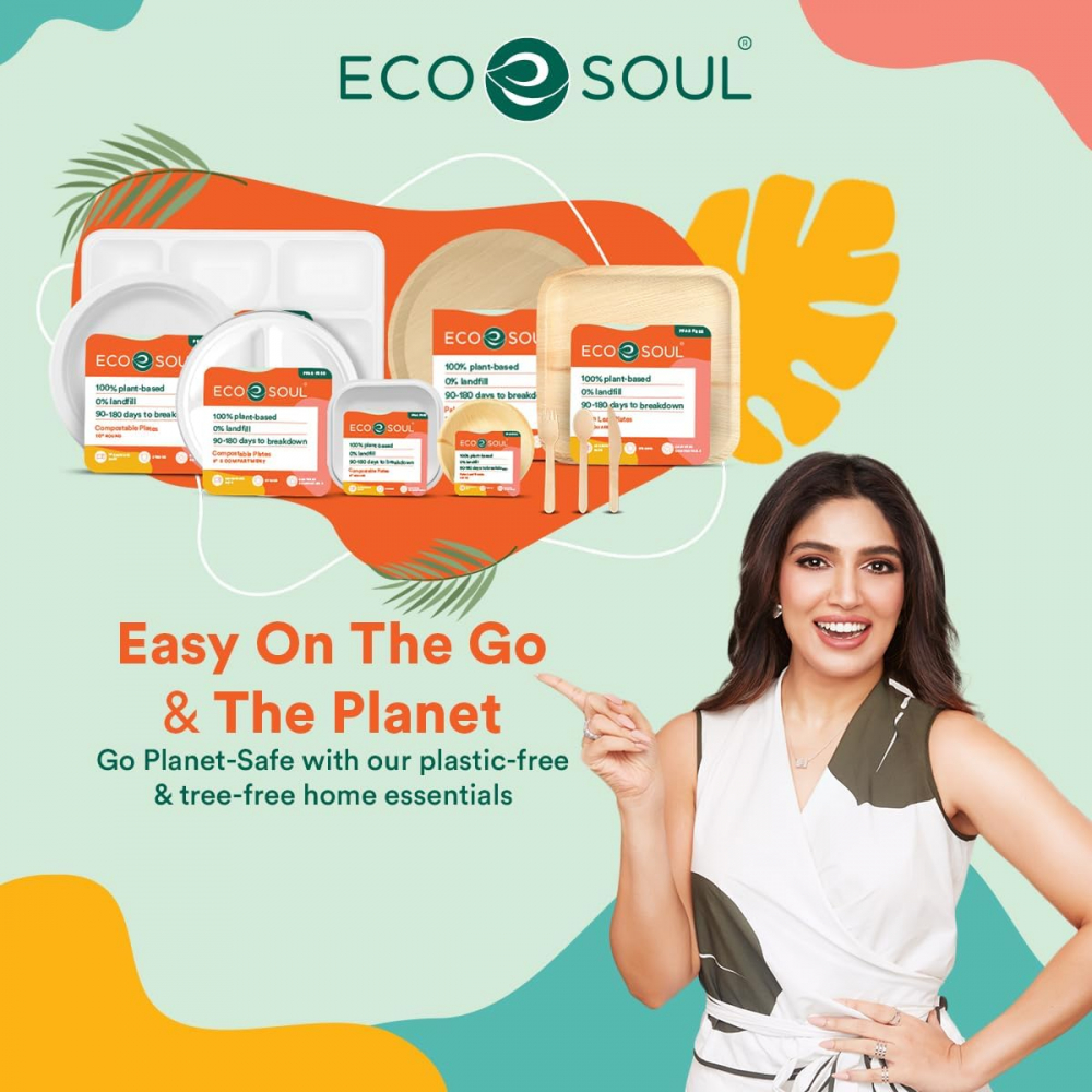 Farfurii Biodegradabile ECO SOUL, Set 100 Bucăți, 15 cm, din Fibre de Trestie de Zahăr, Rezistente și Ecologice, pentru Aperitive, Deserturi și Evenimente [3]