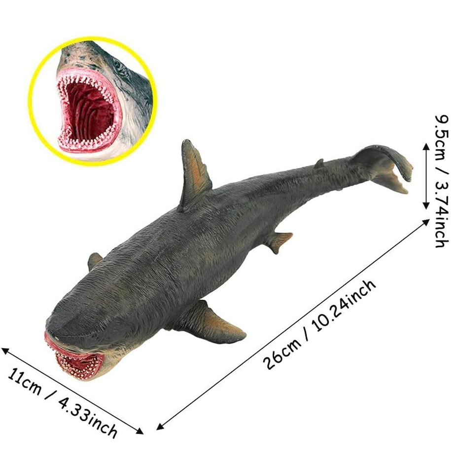 Figurină Megalodon, Jucărie de Colecție cu Rechin Preistoric, Model Realist din PVC pentru Copii, Colecționari și Decor Acasă [2]