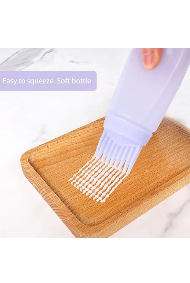 Flacon Aplicator Transparent pentru Vopsirea Părului, 16,3 x 4,9 cm, cu Vârf Pieptene, Reutilizabil, mov [5]