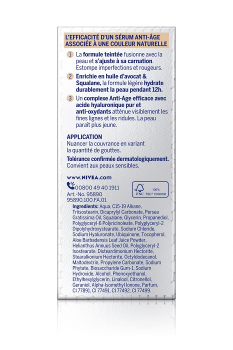 Fond de ten cu ser hialuronic mediu, Nivea Cellular Filler 3in1 Hyaluronic Serum Foundation 02 Medium, 30 ml [4]