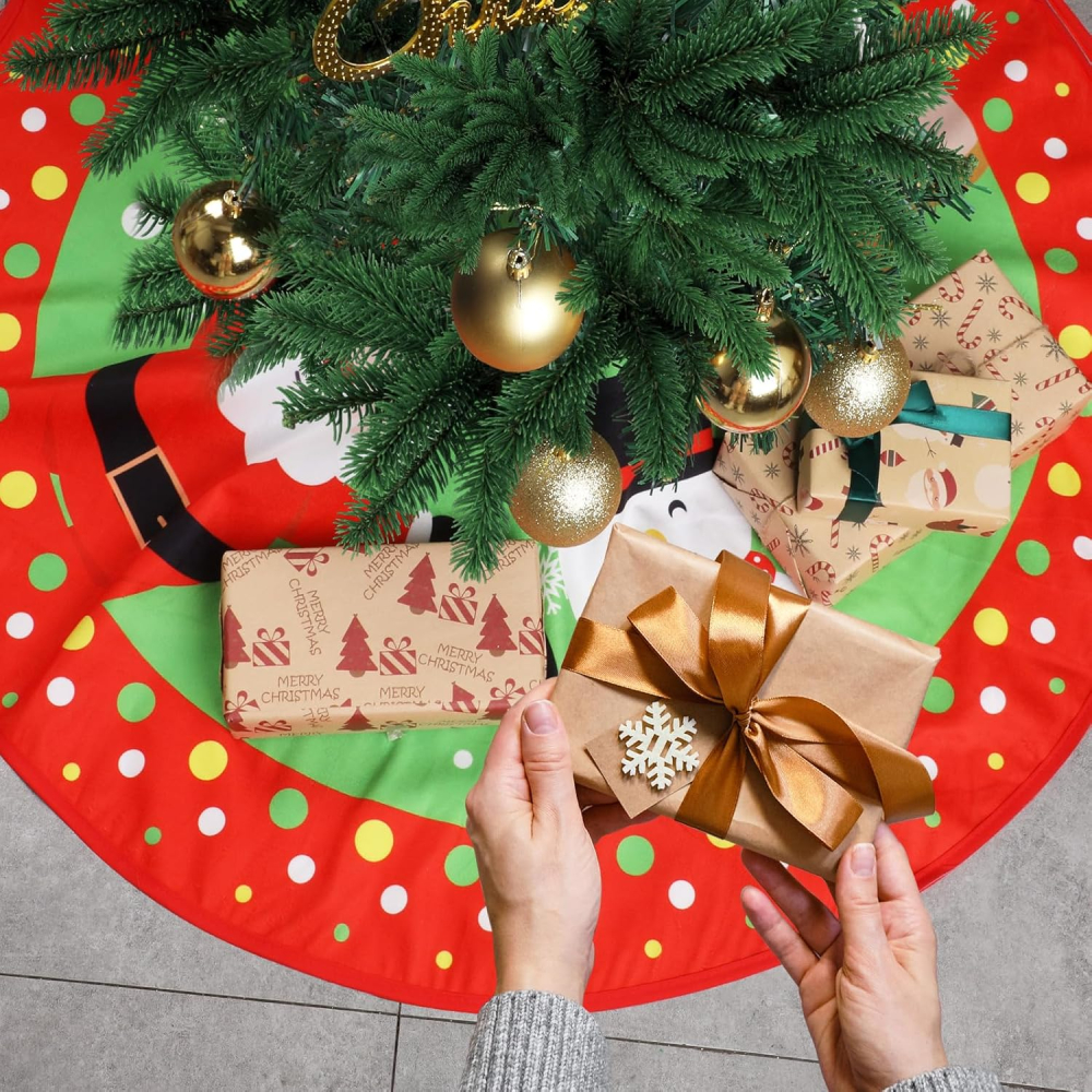 Fusta Brad Craciun, 90 cm, Mos Craciun, Om de Zapada, Urs Polar si Ren [6]