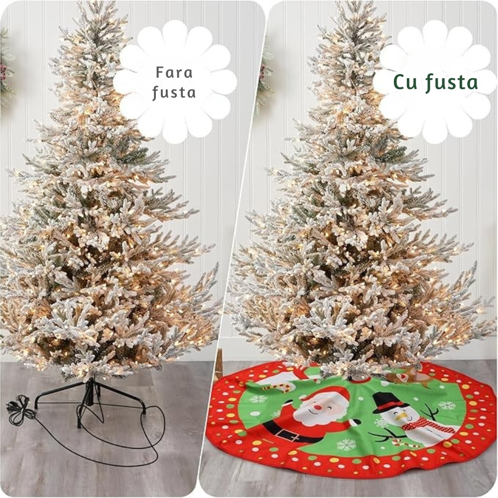 Fusta Brad Craciun, 120 cm, Mos Craciun, Om de Zapada, Urs Polar si Ren [3]