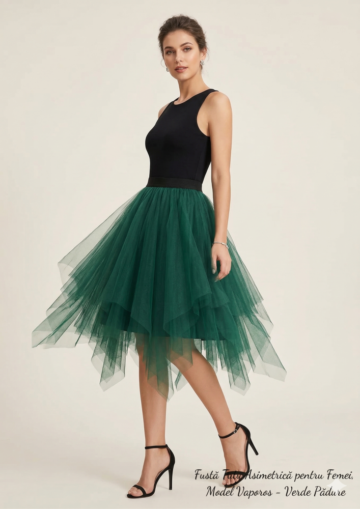 fusta-tutu-verde-dama-asimetrica-voluminoasa [3]