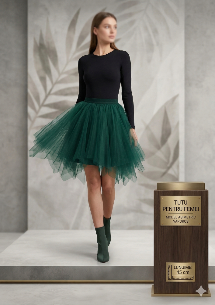 fusta-tutu-verde-dama-asimetrica-voluminoasa [2]