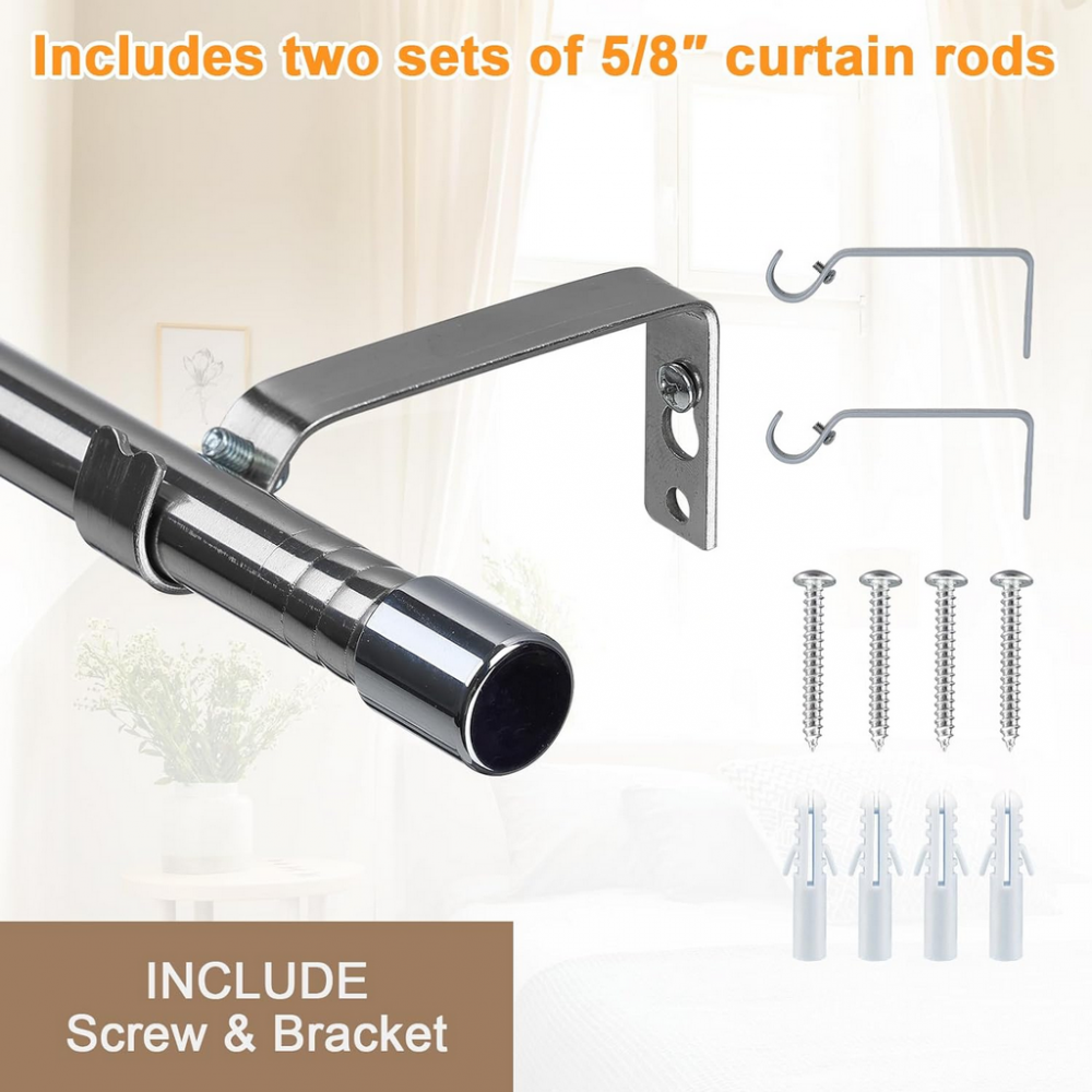 Galerie simpla extensibila pana la 198 cm, metal, diametru 25 mm, argintiu, Inflation [2]