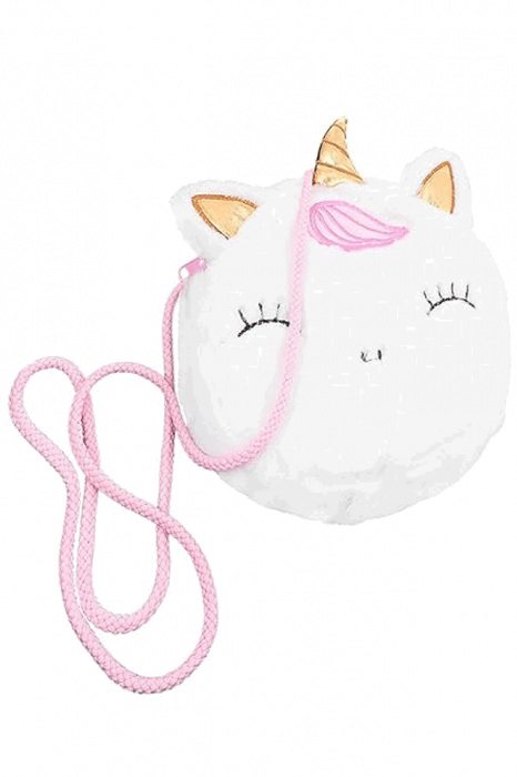 Geanta de umar cu unicorn pentru fetita, 17x17x3.5 cm, Plush, Alb [2]
