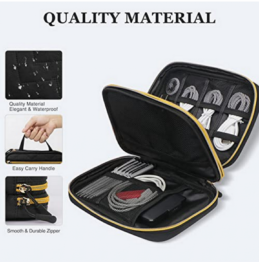 Geantă Organizatoare pentru Accesorii Electronice, Neagră,Compactă, Rezistentă la Apă, Ideală pentru Călătorii și Uz Zilnic, FYY, 21.5 x 15 x 6.5 cm [4]