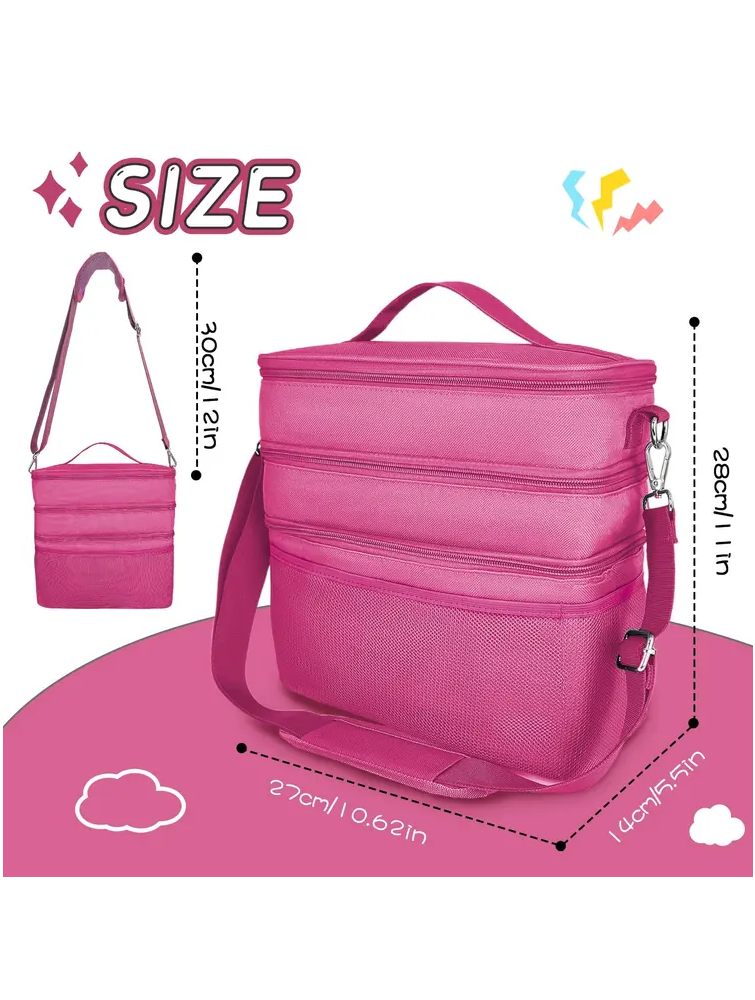 Geanta organizatoare pentru jucarii, cu 3 compartimente, ideala pentru Toniebox, Tigerbox, figurine audio, casti si accesorii, mov/textil [3]