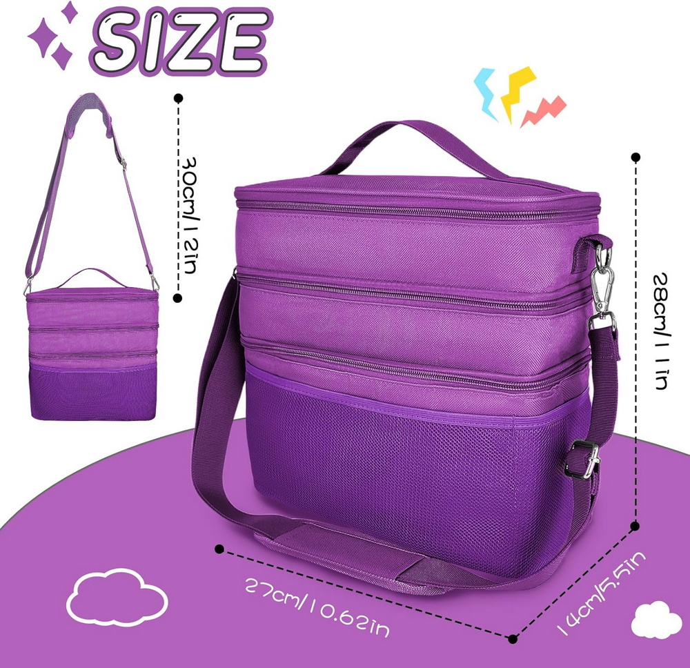 Geanta organizatoare pentru jucarii, cu 3 compartimente, ideala pentru Toniebox, Tigerbox, figurine audio, casti si accesorii, violet/Piele [3]