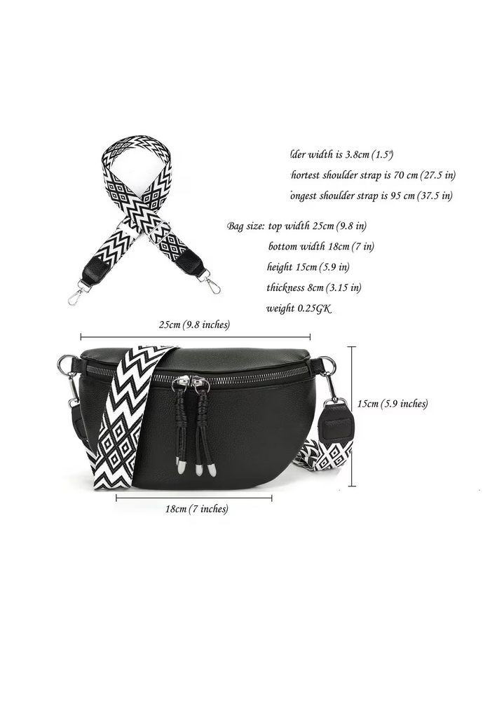 Geanta pentru femei tip crossbody cu curea larga, neagra - 1N9R [2]