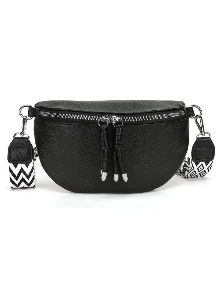 Geanta pentru femei tip crossbody cu curea larga, neagra - 1N9R [1]