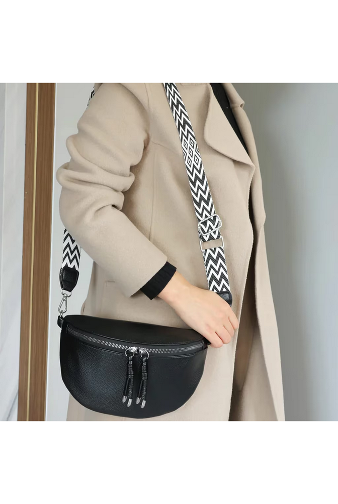 Geanta pentru femei tip crossbody cu curea larga, neagra - 1N9R [4]