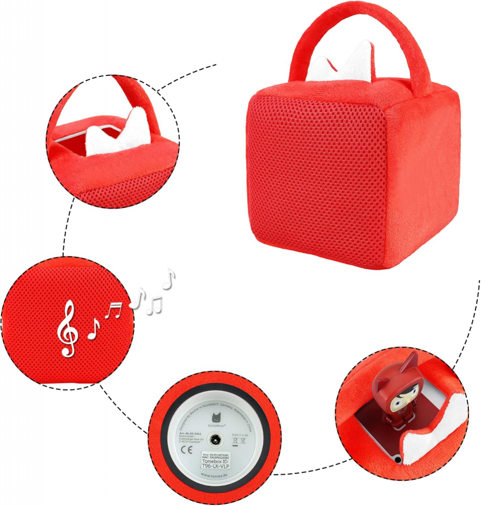 Geanta pentru Toniebox cu Husa Protectoare pentru Urechi Tonie, Plus, Rosu [5]