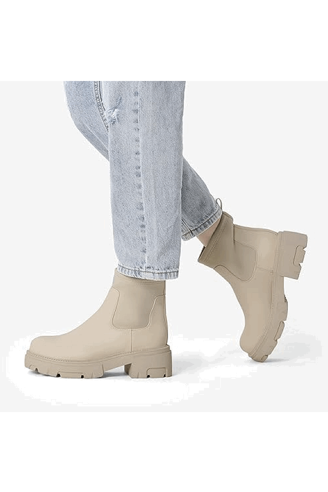 Ghete Chelsea de piele intoarsa ecologica, Dream Pairs, Bej deschis [5]