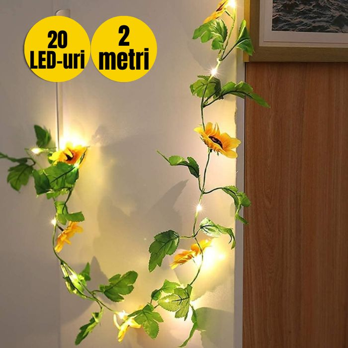 Ghirlanda Luminoasa Artificiala cu Floarea-Soarelui Sunshine Smile - 2M, 20 LED-uri, DE4J [2]