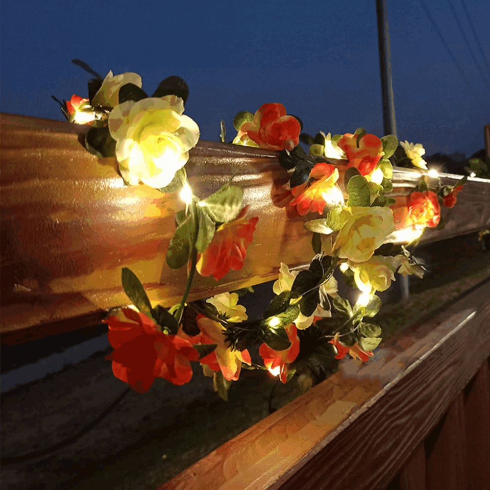 Ghirlande luminoase cu flori artificiale de trandafir, Snughome, pentru o atmosferă romantică la orice ocazie, 20LED, 2 M [4]