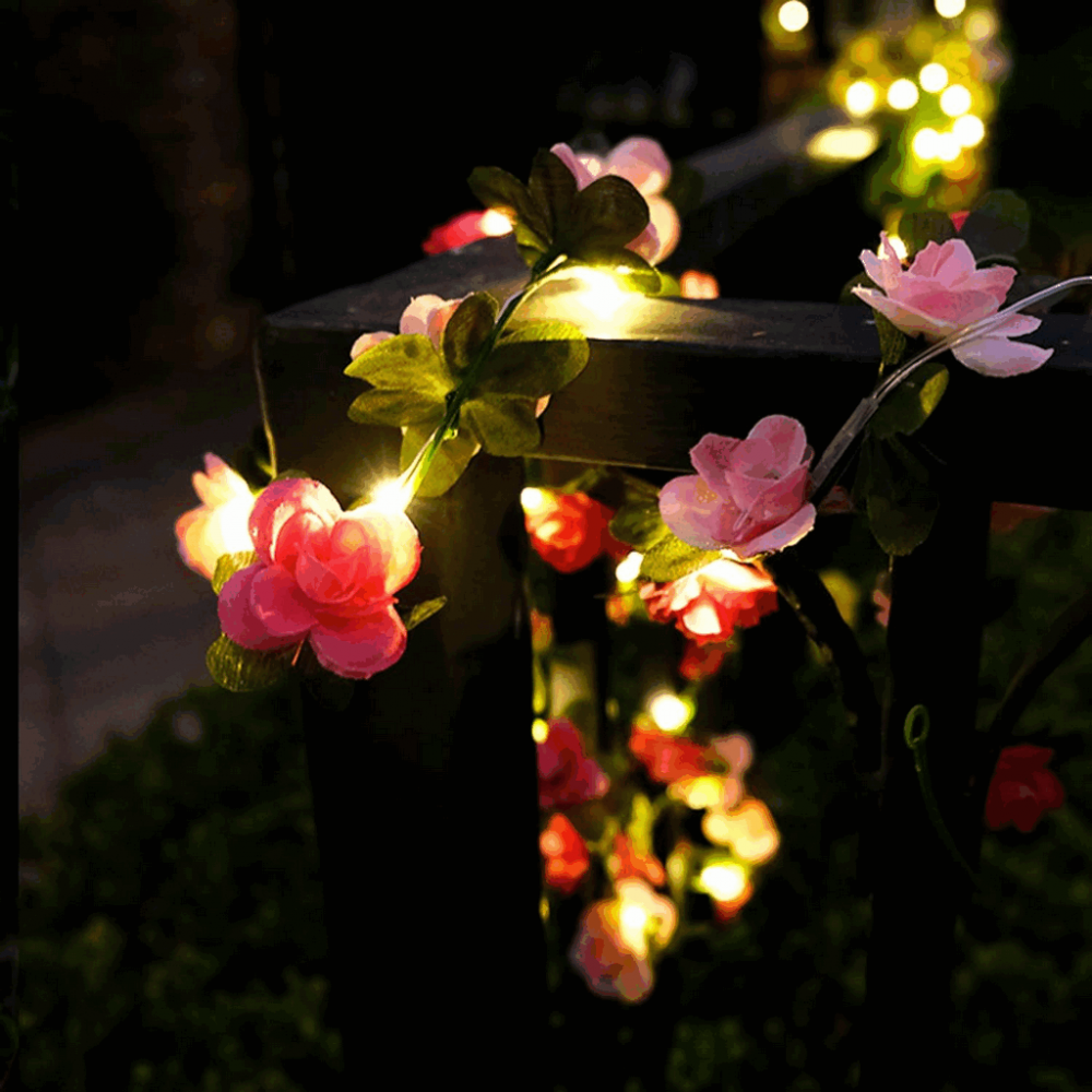 Ghirlande luminoase cu flori artificiale de trandafir, Snughome, pentru o atmosferă romantică la orice ocazie, 20LED, 2 M [5]