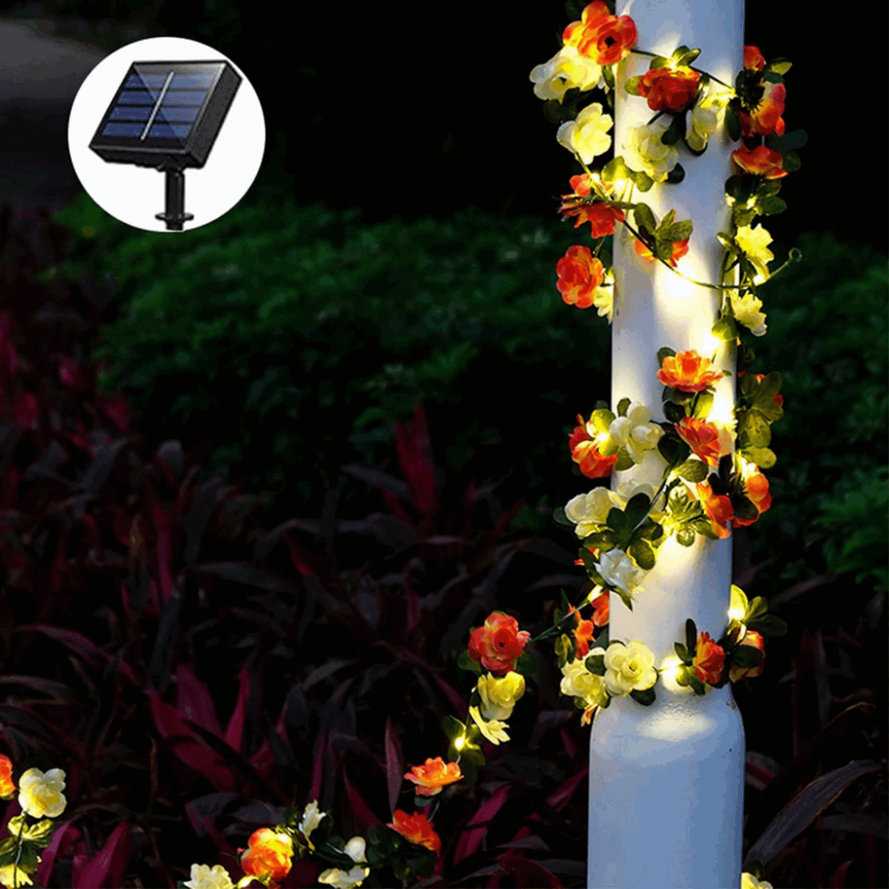 Ghirlande luminoase cu flori artificiale de trandafir, Snughome, pentru o atmosferă romantică la orice ocazie, 20LED, 2 M [3]
