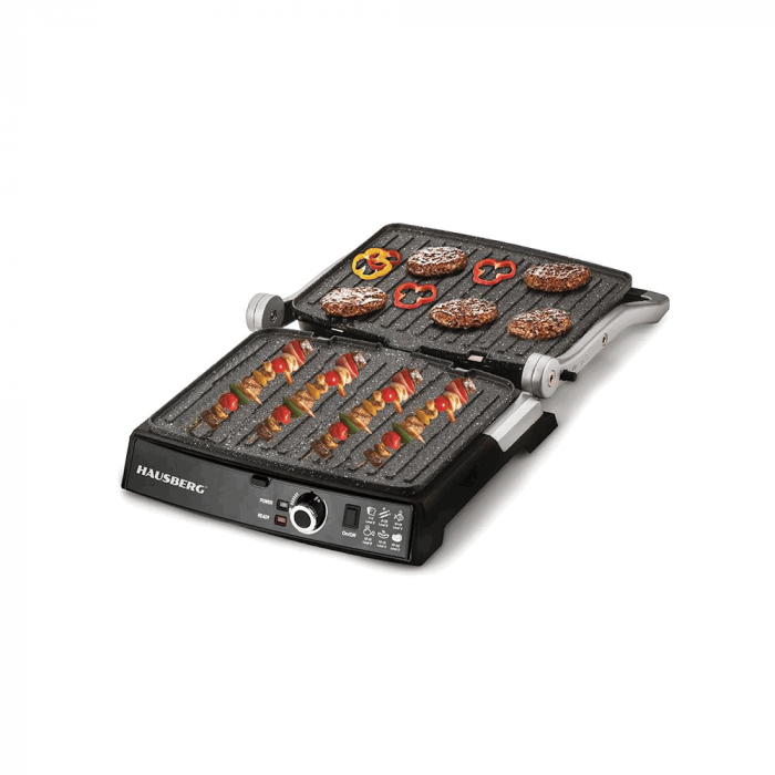 Grill electric Hausberg HB633GO, 2000-2200 W, placi antiaderente, suprafata de gatire 30x24.5 cm, termostat, Rose Gold [2]