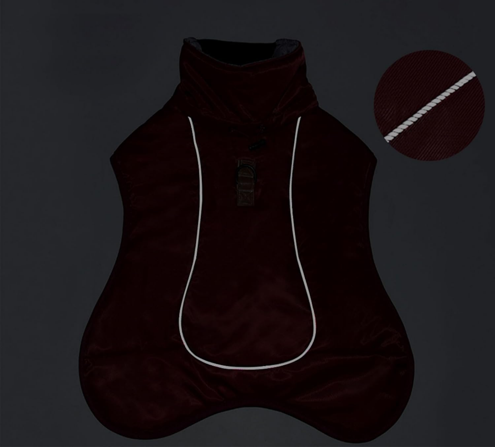Haina de Iarna Impermeabila pentru caini, cu guler inalt si Protectie Abdominala, TONYFY, Negru, Marime 2XL [5]