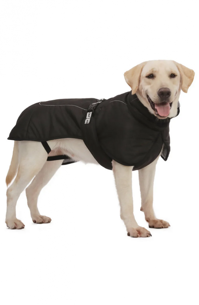 Haina de Iarna Impermeabila pentru caini, cu guler inalt si Protectie Abdominala, TONYFY, Negru, Marime 2XL [1]