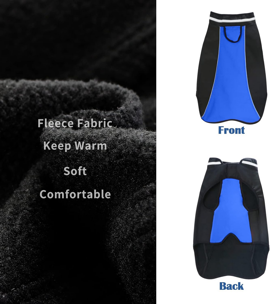 Haină de Iarnă pentru Câini, Reflectorizantă, Fleece Interior, Impermeabilă și Rezistentă la Vânt, cu Închidere Velcro, BOTEWO, Albastru [3]