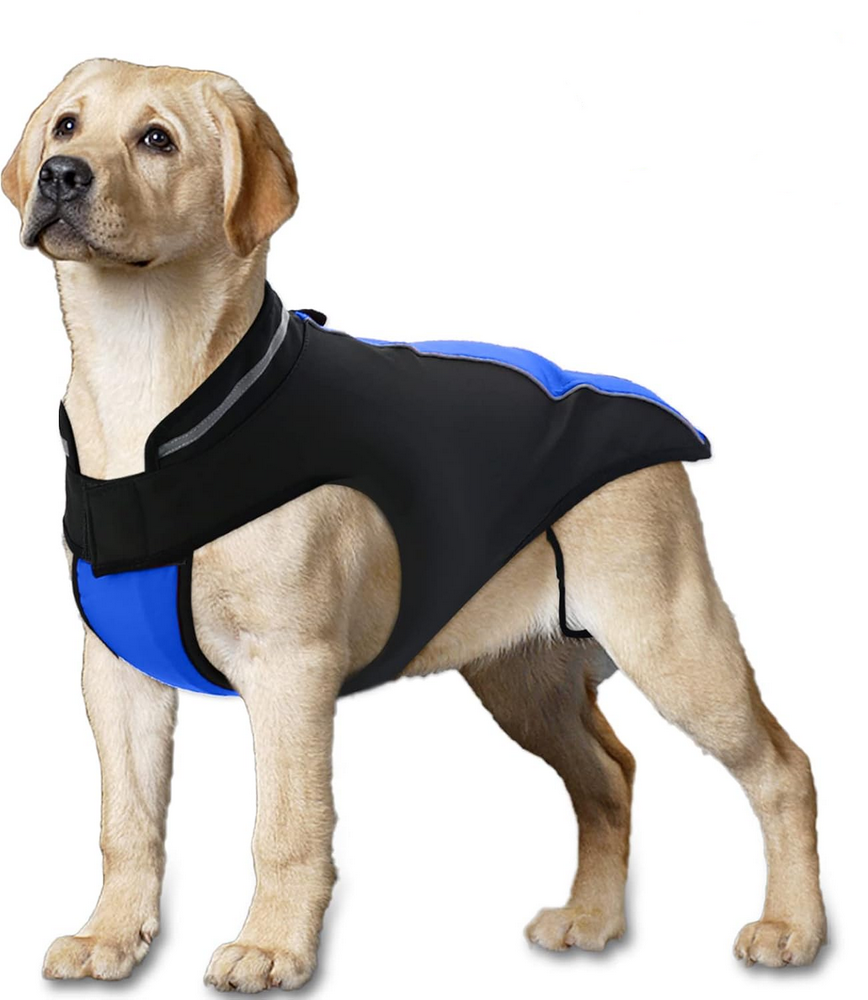 Haină de Iarnă pentru Câini, Reflectorizantă, Fleece Interior, Impermeabilă și Rezistentă la Vânt, cu Închidere Velcro, BOTEWO, Albastru [2]
